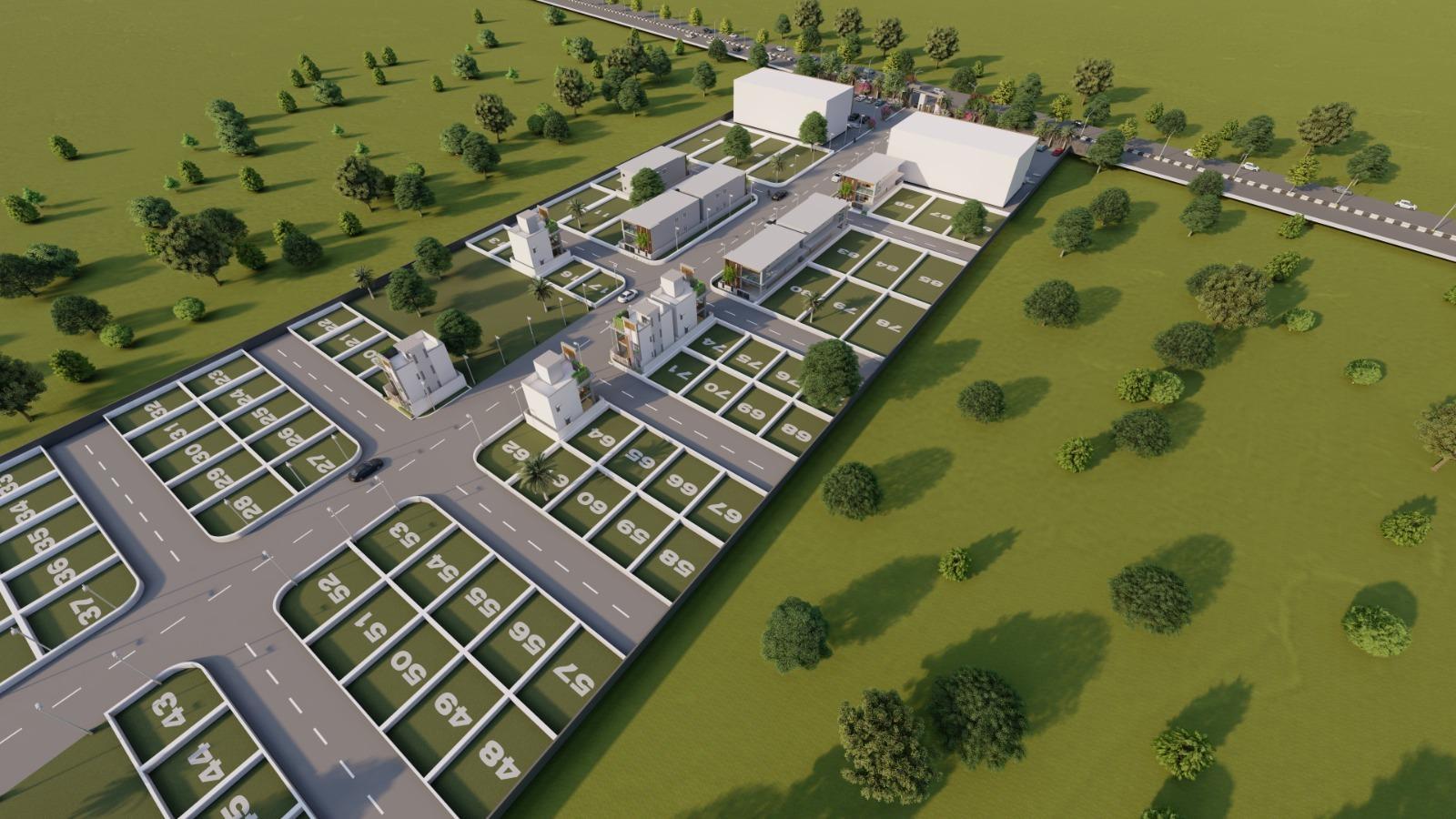 Aerial view of Dholera Money Plant township roads and plots